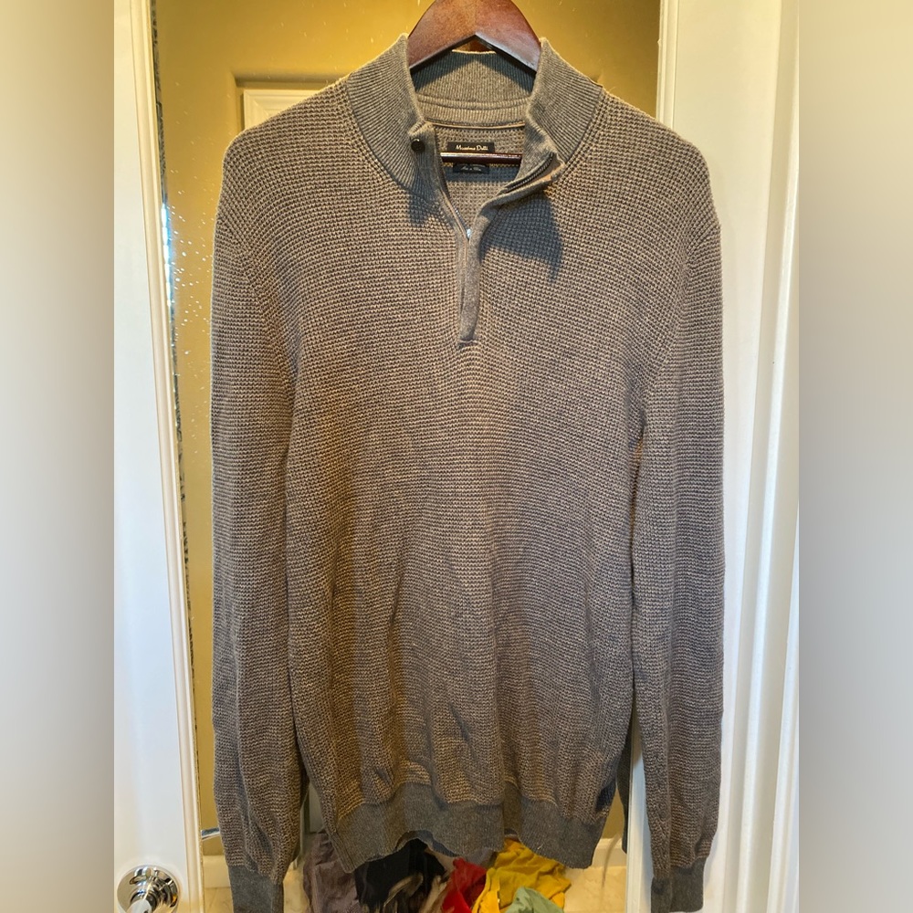 Massimo Dutti Men's Sweater 1/4 Zip Up Marroon Size Xl fits like a large